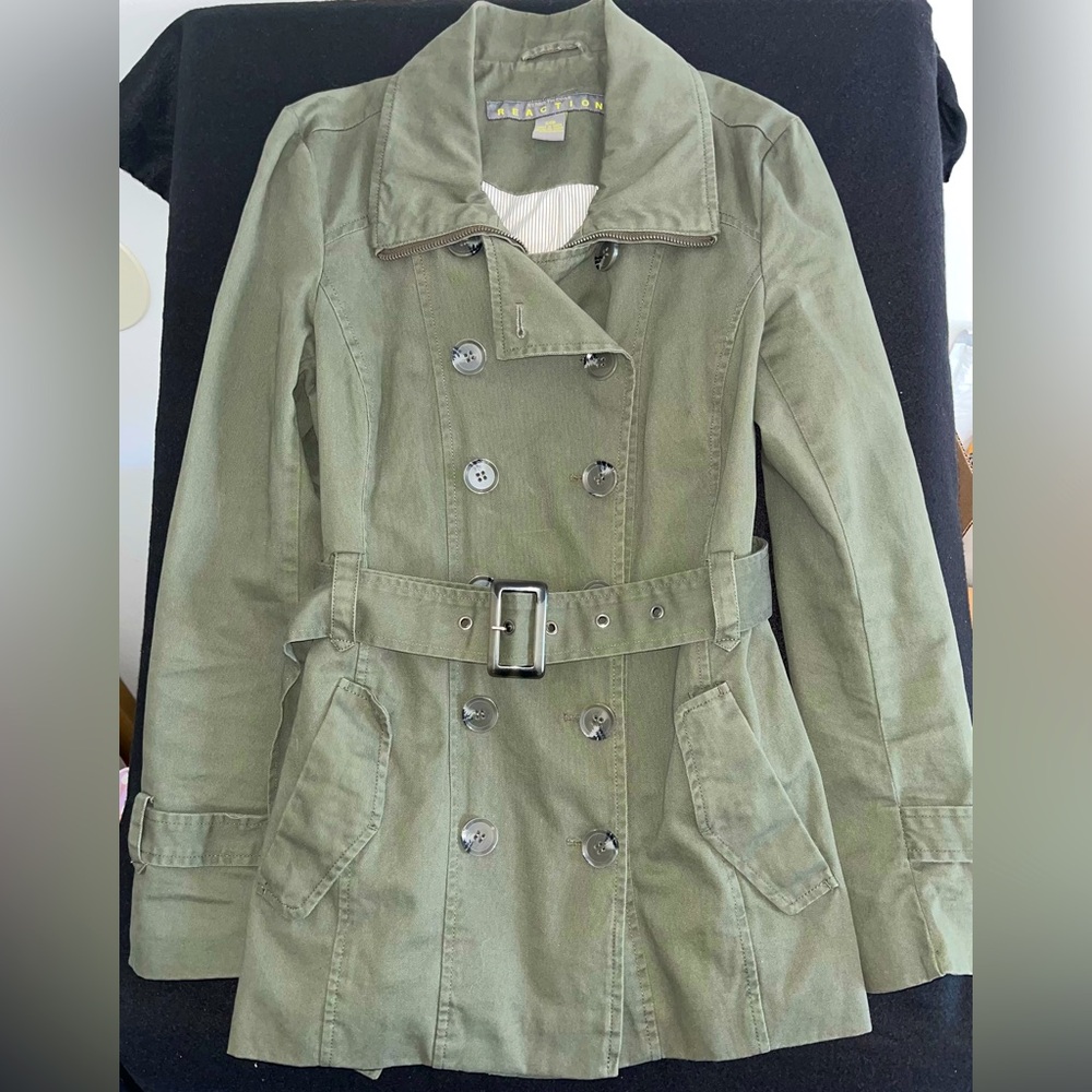 Kenneth Cole Reaction utility jacket coat 100% cotton womens sz small dark green